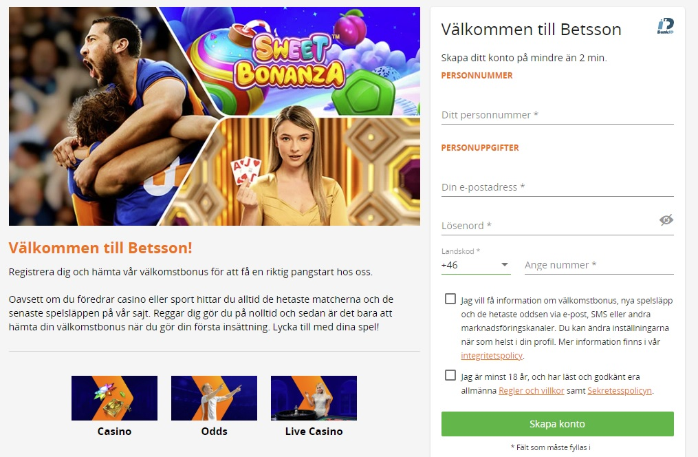 Så här gör du för att registrera dig och börja spela hos Betsson 